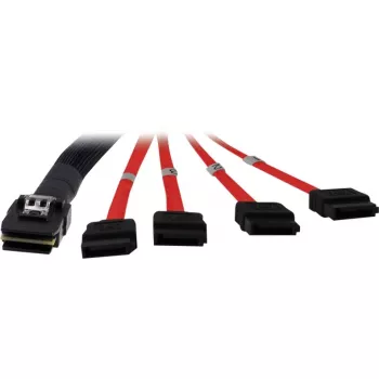 Inter-Tech - SATA- / SAS-kabelis - Serial ATA 150/300/600 - 4-Lane - 36 PIN 4iMini MultiLane to SATA - 1,0m - raudonas (88885301)