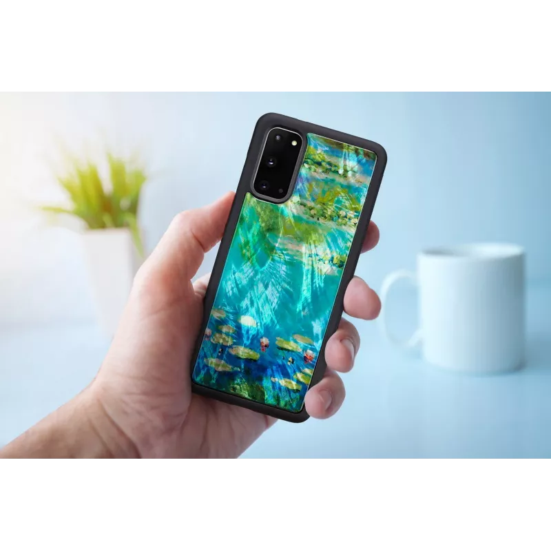 Apsauginis telefono dėklas iKins, skirtas Samsung Galaxy S20 — juodųjų vandens lelijų dizainas