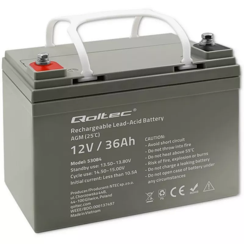 Hermetiška AGM UPS baterija QOLTEC 53084 12V 36Ah LongLife