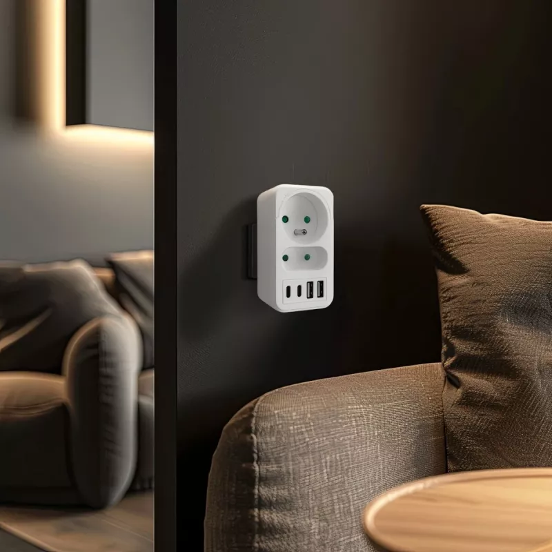 Maitinimo skirstytuvas MACLEAN MCE249 F/W — 2x maitinimo lizdai (16A + 6A) ir 4x USB (2x A, 2x C PD 20W)