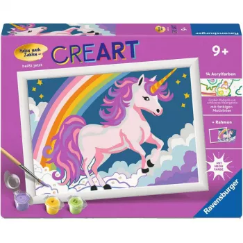 „Ravensburger CreArt“ piešimo pagal skaičius rinkinys „Rožinis vienaragis“