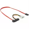 Delock - SATA / SAS laidas - SAS 12 Gbit/s - vidinis maitinimo šaltinis, 4 kontaktų, vidinis SAS, 29 kontaktų (SFF-8482) į SATA (W) - 50 cm