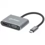 Manhattan USB-C dokas / šakotuvas, prievadai (x4): HDMI, USB-A, USB-C ir VGA, su Power Delivery (PD) 87 W – reikalingas išorinis USB-C įkroviklis (nepridedamas). Maitinamas per USB (nereikia išorinio maitinimo šaltinio), kai PD nenaudojamas, aliuminis