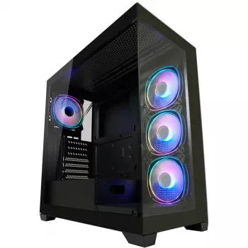 LC-Power korpusas MidiTower 715B juodas USB3.2/Garso be maitinimo šaltinio SEAMLESS_X (LC-715B-ON)