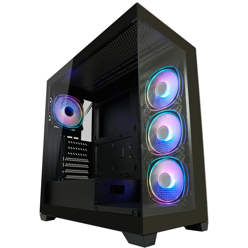 LC-Power Enclosure MidiTower 715B juodas USB3.2/Audio be maitinimo šaltinio SEAMLESS_X (LC-715B-ON)