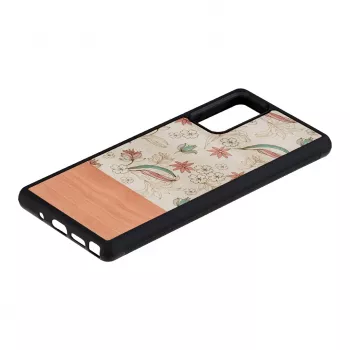 man and wood telefono dėklas Samsung Galaxy Note 20 — Rožinė gėlė juodame fone