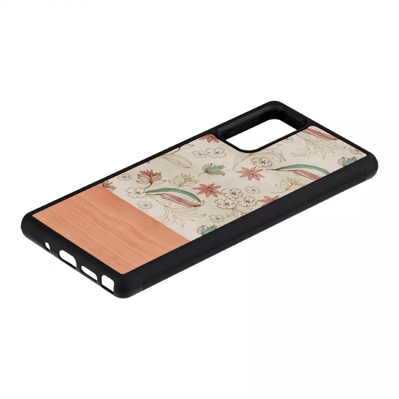 man and wood telefono dėklas Samsung Galaxy Note 20 — Rožinė gėlė juodame fone