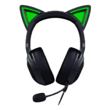 Kraken Kitty V2 - Juoda, žaidimų ausinės, kačių ausys, srautinis reaktyvusis apšvietimas, HyperClear kardioidinis mikrofonas, 40 mm TriForce tvarkyklės, ausinėse integruotas mikrofonas, Razer Chroma RGB (ausys ir ausinės), erdvinis garsas: prieinamas tik Windows 10 64 bitų