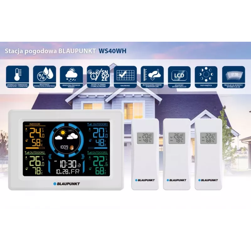 Oro stotelė BLAUPUNKT WS40WH belaidis vidaus/lauko temperatūros ir drėgmės monitorius