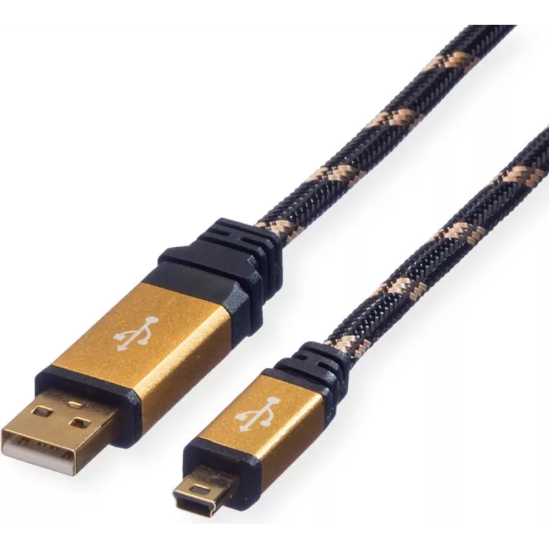 ROLINE GOLD USB 2.0 laidas, A tipo - 5 kontaktų Mini, 0,8 m (11.02.8821)