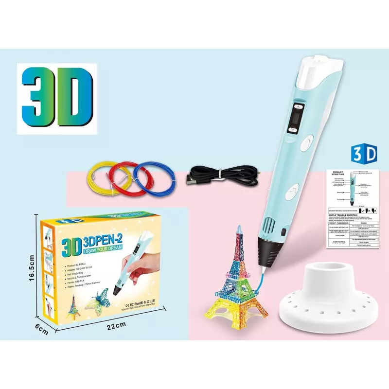 3D rašiklis, gijų rinkinys su USB maitinimo laidu