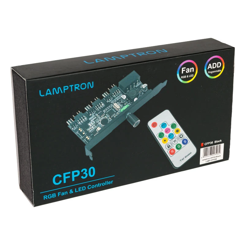 PCI lizdo ventiliatorių ir RGB LED valdiklis Lamptron CFP30, juodas