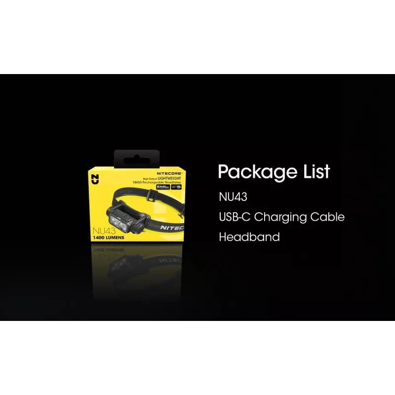 Nitecore NU43 1400 liumenų kompaktiškas lengvas priekinis žibintuvėlis