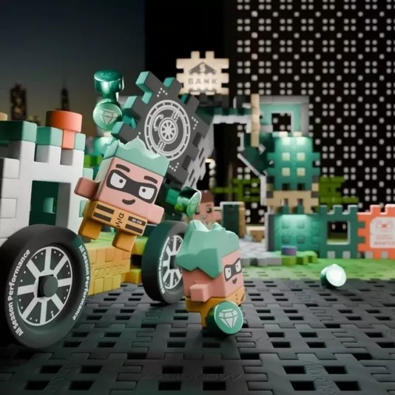 MARIOINEX Mini Waffle City Bank Robbery Statybiniai blokeliai, 148 vnt.