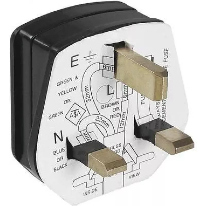 Elektrinis maitinimo kištukas Bachmann 910.176, 3 polių, 250 V AC, 13 A, juodas plastikinis korpusas