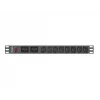 Stovo montavimo maitinimo paskirstymo blokas LANBERG PDU-02I1908I-0200-C20-BK — 1U, 10×C13, 16A, 2 m laidas, 19 colių