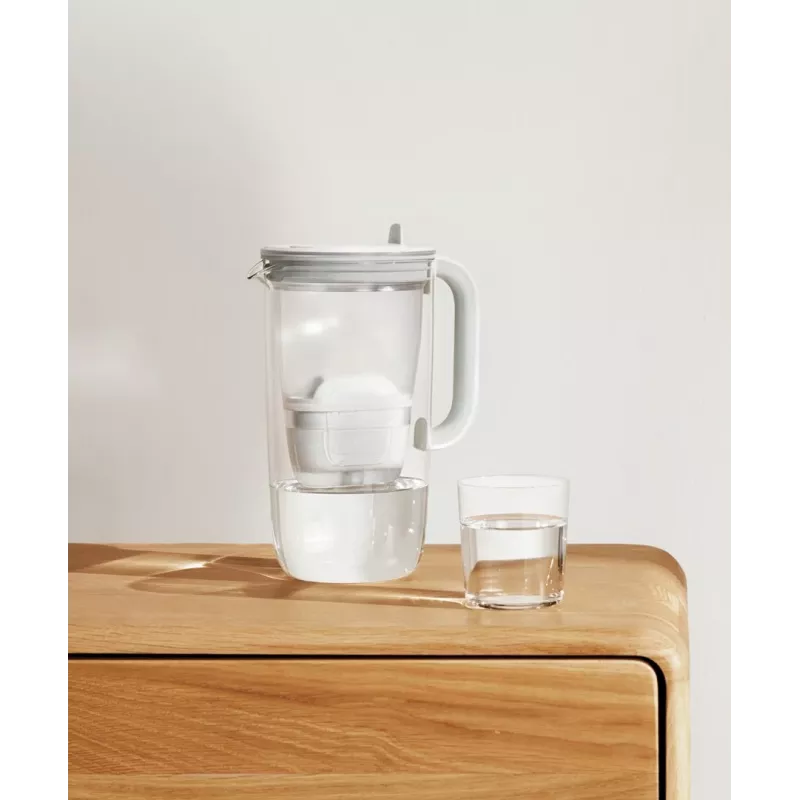 Vandens filtro ąsotis BRITA Glass+1 Maxtra Pro pilkas, 2,4 L bendras / 1,5 L filtruoto, Maxtra Pro PP filtras