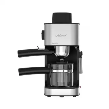 Espreso aparatas Maestro MR-411 800 W 1,5 L stalinis rankinis, 3,5 bar, 4 puodeliai, nerūdijančio plieno filtras, nuimamas lašų padėklas, juodas