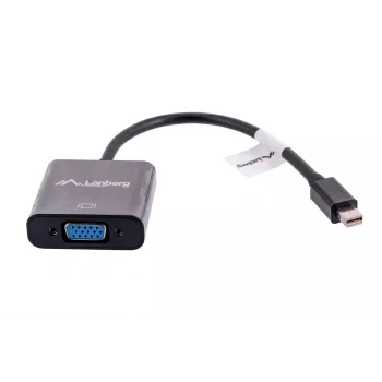 VGA (D-Sub) į Mini DisplayPort adapterio kabelis LANBERG AD-0006-BK, 0.2 m, DisplayPort 1.2, 1920×1200@60Hz, jungtis MiniDP, juoda