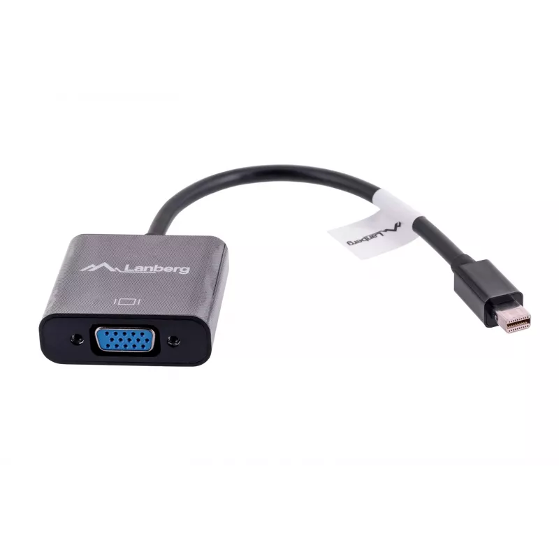 VGA (D-Sub) į Mini DisplayPort adapterio kabelis LANBERG AD-0006-BK, 0.2 m, DisplayPort 1.2, 1920×1200@60Hz, jungtis MiniDP, juoda