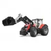 Žaislinis traktorius BRUDER Massey Ferguson 7624 su priekiniu krautuvu, raudonos spalvos, nuo 3 metų amžiaus