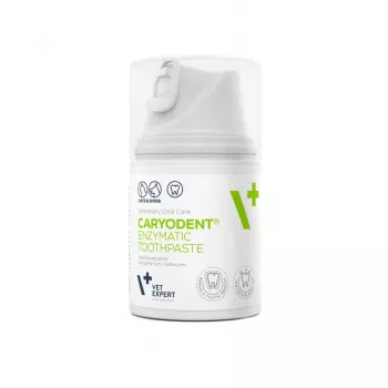Šunų dantų pasta VETEXPERT Caryodent Enzymatic 50 ml — veterinarinė burnos priežiūra, 50 g, be cukraus, be glitimo