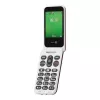 „Doro Leva E22“ mygtukinis telefonas, atverčiamas, 2,8 colio (7,11 cm) ekranas, viena SIM, 0,3 MP kamera, 1150 mAh, 127,8 g, raudona/baltas