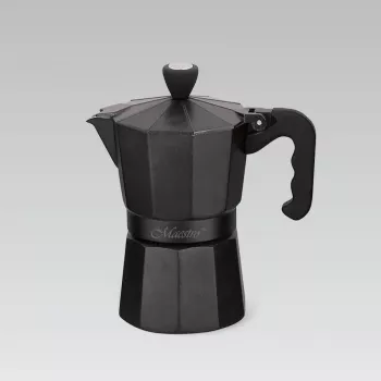 Moka kavinukas Maestro MR-1666-3-Juoda, rankinis 3 puodelių aliumininis kavos virimo aparatas, 150 ml, juodas