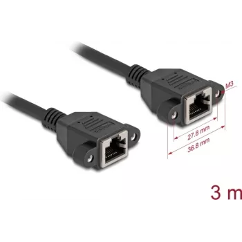 Tinklo kabelis DeLOCK 90786 juodas 3 m Cat6a S/FTP