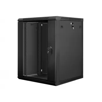 Lanberg prie sienos montuojama instaliacinė stovo spinta 19'' 15U 600x600mm juoda (stiklinės durys)