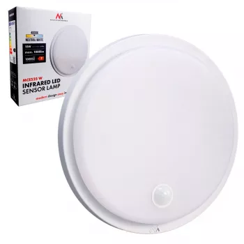 LED lempa su PIR jutikliu MACLEAN MCE525 W — lauko LED šviestuvas su judesio jutikliu