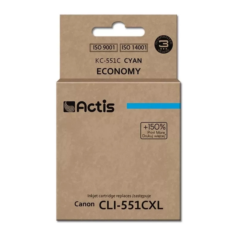 Actis KC-551C rašalas (pakaitalas Canon CLI-551C; Standartinis; 12 ml; žydra)