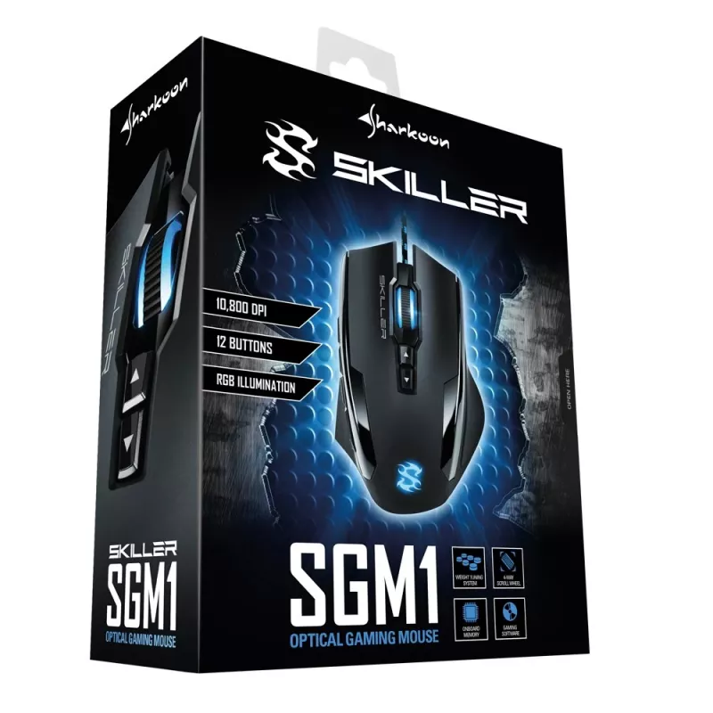 Sharkoon Skiller SGM1 pelė Žaidimams Dešiniarankiams USB Type-A Optinė 10800 DPI