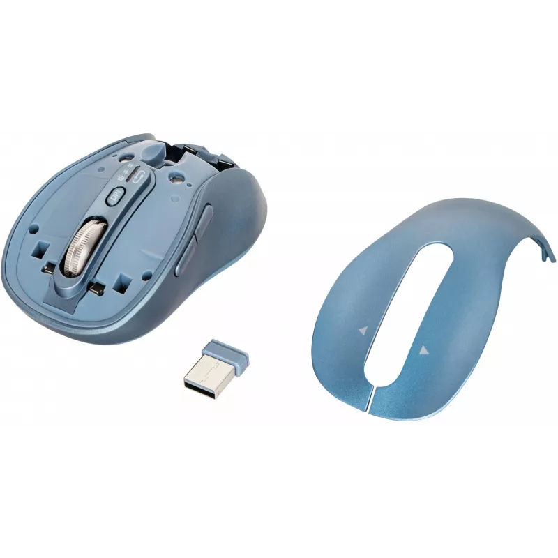 Belaidė pelė YENKEE YMS2010BE dviejų režimų ergonominė, 2,4 GHz USB imtuvas + Bluetooth 5.1, 4 lygių DPI 1000–3200, 6 mygtukai