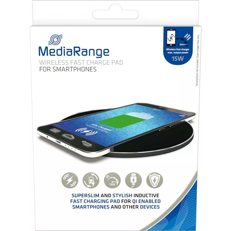 Mobiliojo įrenginio įkroviklis MediaRange MRMA118 USB belaidis greitasis įkrovimas juodas