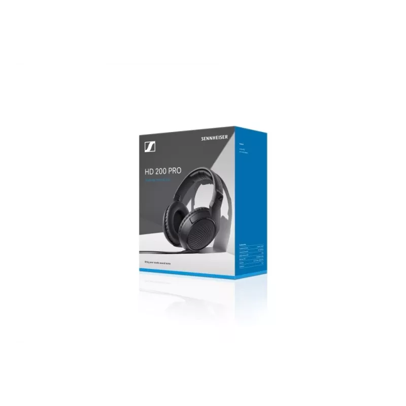 Laidinės studijinės ausinės Sennheiser HD 200 PRO — uždaros aplink ausis, 32 Ω, 20–20000 Hz, 2 m laidas, 3,5 mm, juodos