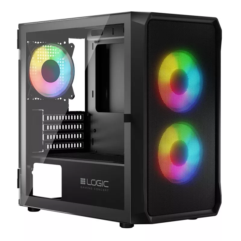 Kompiuterio korpusas Logic Concept Portos Mini ARGB Micro ATX juodas
