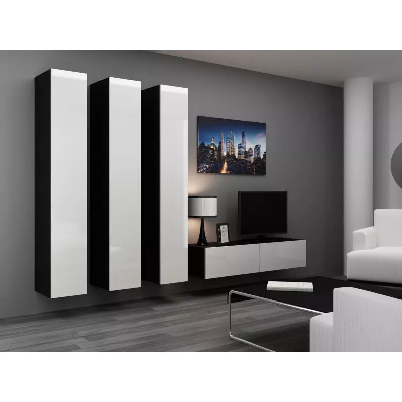 Cama uždara Spintelė VIGO '180' 180/40/30 baltas/juodas blizgus