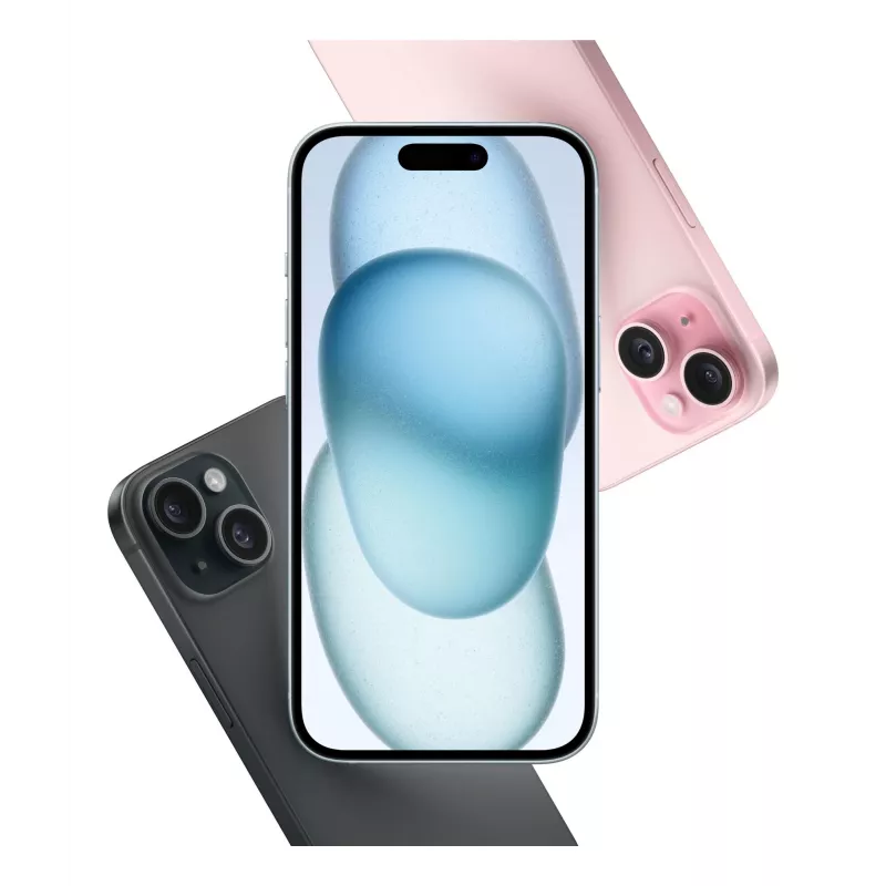 Išmanusis telefonas Apple iPhone 15 6,1 col. (15,5 cm) Dual SIM 5G A16 128 GB mėlynas 48 MP dviguba kamera iOS 17 USB-C 171 g