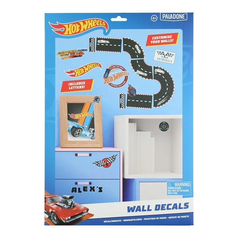Sienų lipdukai Paladone Hot Wheels Personalisation PP13745HW — dekoratyvūs lipnūs lipdukai vaikų kambariams