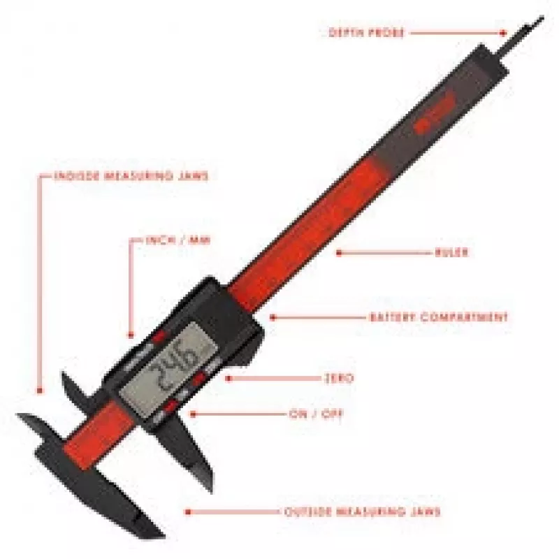 Skaitmeninis slankmatis Thermalright TG Caliper 150 mm, IP54 apsauga, ABS korpusas, juodas