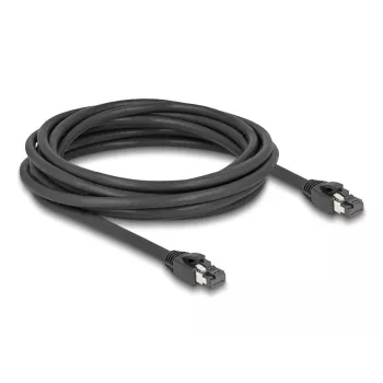 Delock - tinklo kabelis - RJ-45 (M) į RJ-45 (M) - 5,0 m - 7,5 mm - S/FTP - CAT 8,1 - be halogenų, užsifiksuojantis, iki 40 Gbps duomenų perdavimo sparta - juodas (80236)