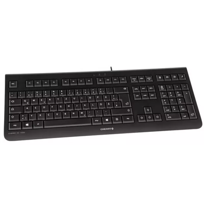 CHERRY KC 1000 klaviatūra, skirta namams, USB, šveicariška, juoda