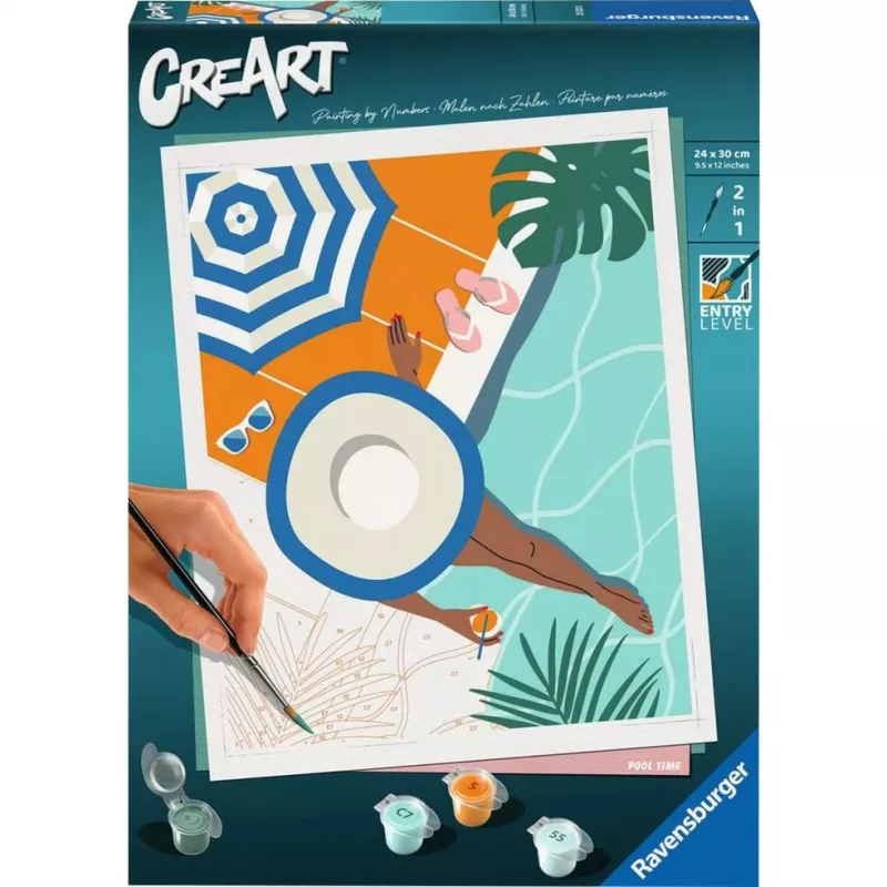 Tapybos pagal numerius rinkinys Ravensburger CreArt – Pool Time (tapybos rinkinys, modelis 25523)