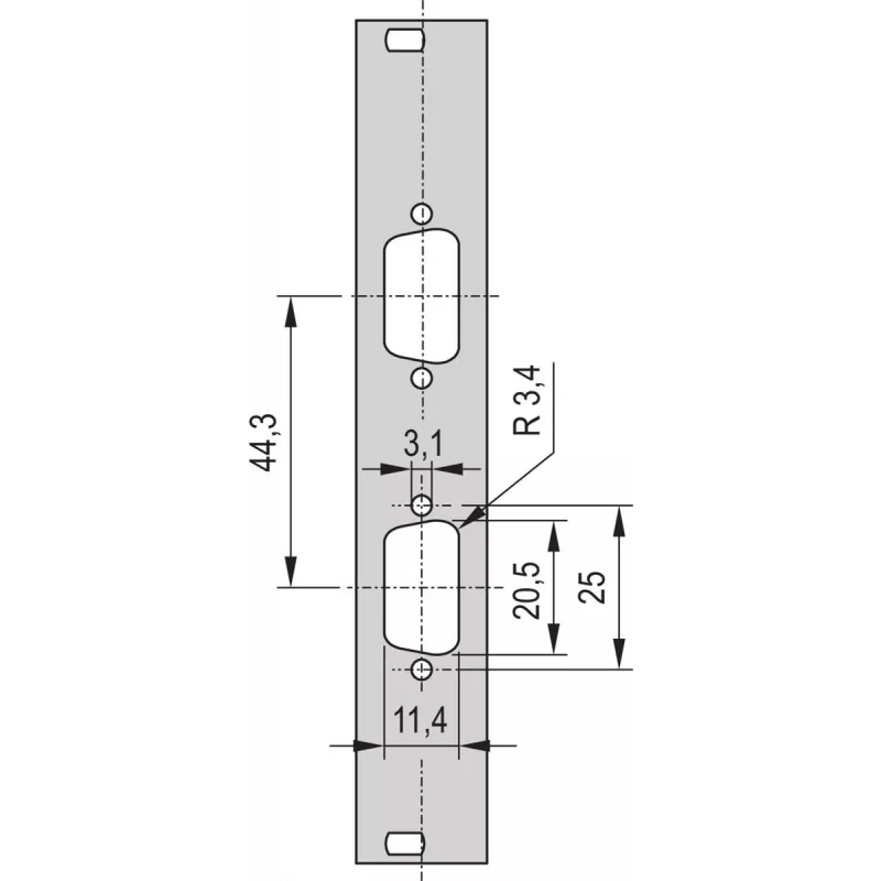 SCHROFF Front Panel SUB-D Ausbruch - TEILFRONTPL.3HE 4TE 2X9 DC (30118336)
