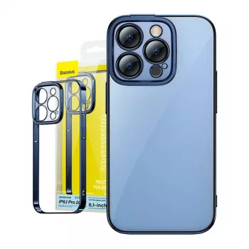 Apsauginis dėklas Baseus iPhone 14 Pro — skaidrus blizgantis mėlynas