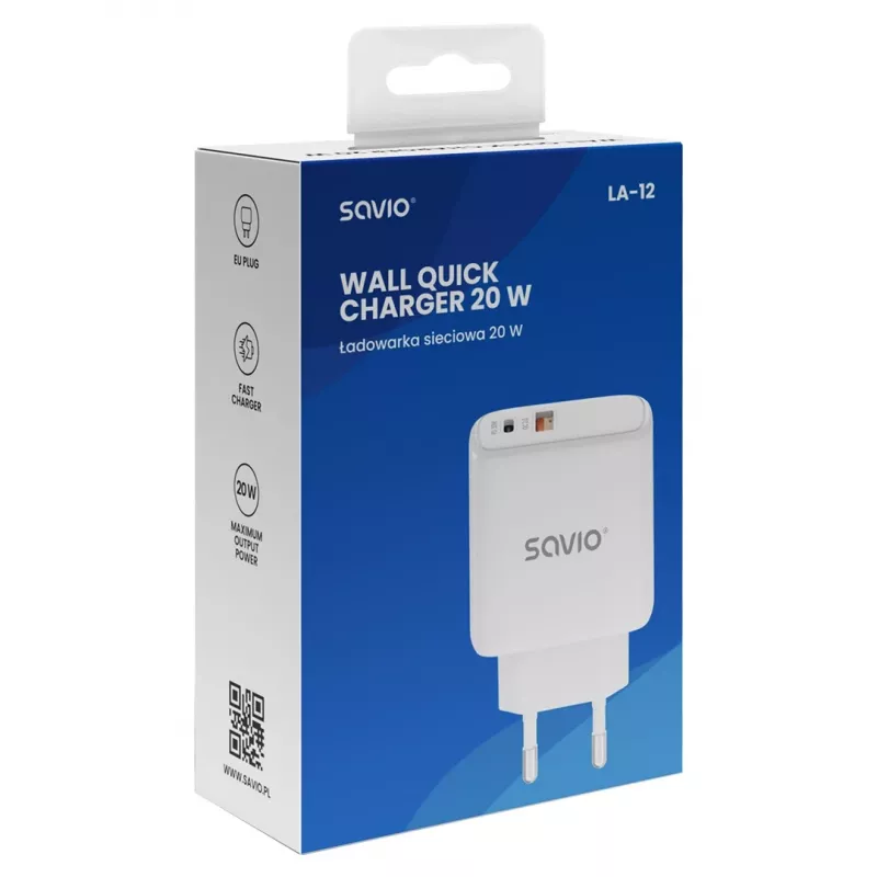 Savio LA-12 mobiliojo įrenginio įkroviklis Universal White AC Greitasis įkrovimas Vidaus patalpoms