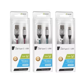 Laidas USB 2.0 Type-C vyriškas - C vyriškas 1,0m juodas-sidabrinis