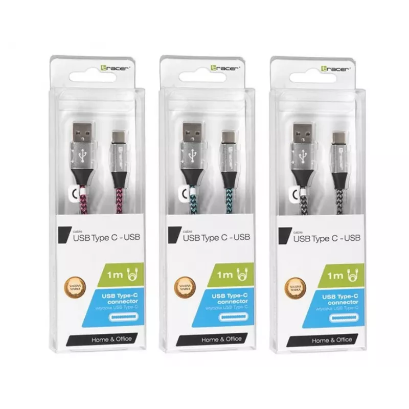 Laidas USB 2.0 Type-C vyriškas - C vyriškas 1,0m juodas-sidabrinis