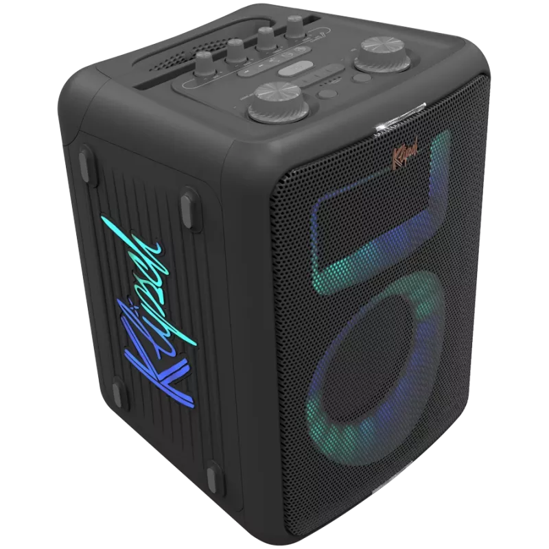 Partinė kolonėlė KLIPSCH Vegas — laidinis ir belaidis ryšys, 13,3 cm žemų dažnių garsiakalbis, 49–20000 Hz, 95 dB, maitinama baterijomis, juoda